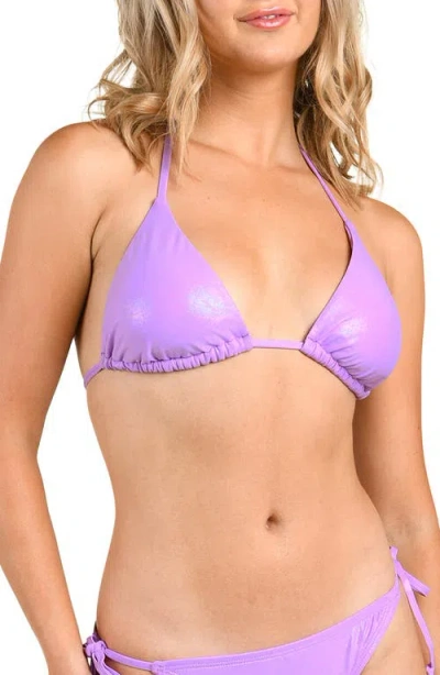 Citrus Iridescent Mermaid Triangle Bikini Top In Purple
