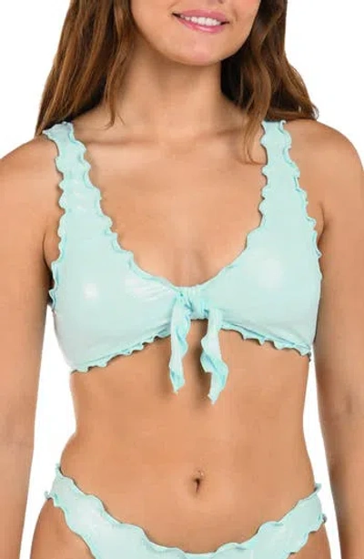 Citrus Iridescent Merrow Bralette Bikini Top In Blue