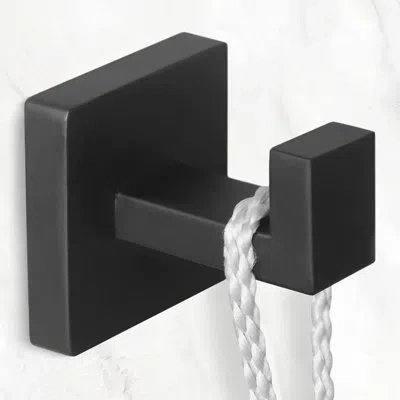 Citrus Matte Black Stainless Steel Towel Hooks – Square Wall Mounted Robe & Coat Hooks For Bathroom, Kitche