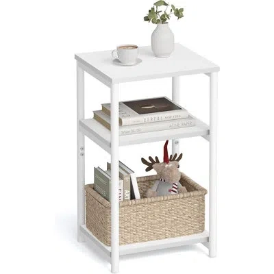 Citrus Modern Tall Nightstand With Steel Frame, Small End Table For Living Room, Bedroom, Office And Bathro In White