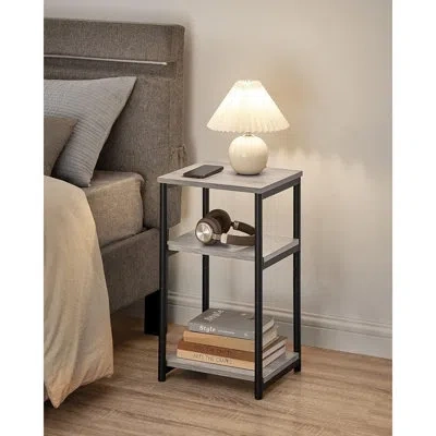 Citrus Modern Tall Side Table, Small End Table With Steel Frame For Living Room, Bedroom, Office & Bathroom In Black