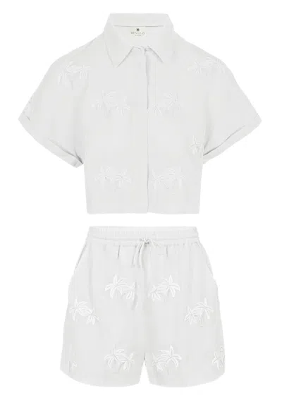 Citrus Natural Palm Tree Set In White