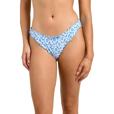 Citrus Penny Merrow Lettuce Edge Hipster Bikini Bottoms In Blue