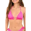 Citrus Picnic Ruffle Triangle Bikini Top In Multi