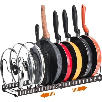Citrus Pots & Pans Organizer Rack For Cabinet Or Countertop, 10+ Adjustable Compartments – Brown In Coated