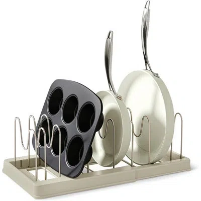 Citrus Premium Expandable Cookware & Bakeware Organizer – Stainless Steel, 10 Adjustable Dividers In Brushed Stainless Steel