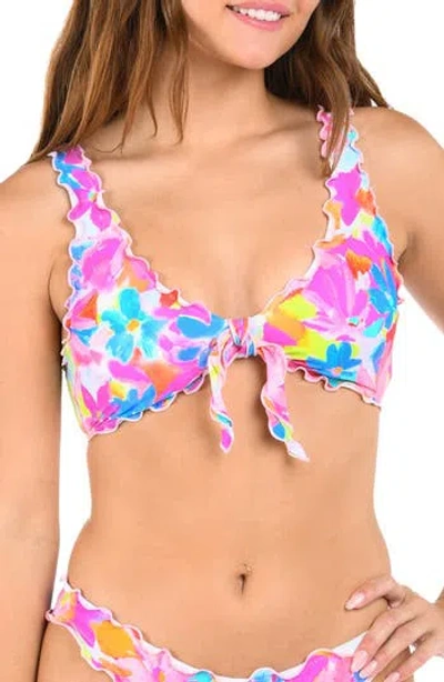 Citrus Print Merrow Bralette Bikini Top In Multi