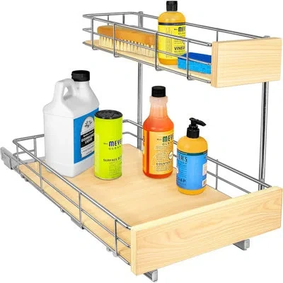 Citrus Pull-out Under Sink Kitchen Cabinet Organizer – 11.5” X 18” Sliding Shelf Drawer With Undersink Stor In Brown