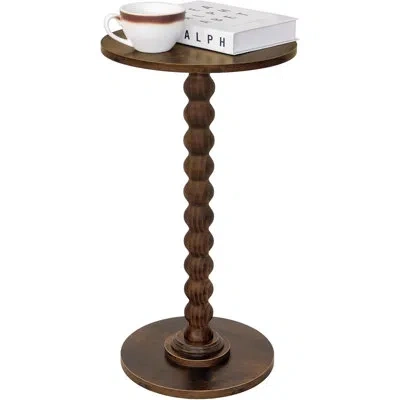 Citrus Round Side Table, Modern Small Drink Table With Solid Wood Legs, Accent End Table & Nightstand For L In Brown
