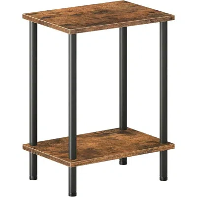 Citrus Rustic Brown End Table With 2-tier Storage Shelves, Small Side Table & Nightstand For Living Room, B