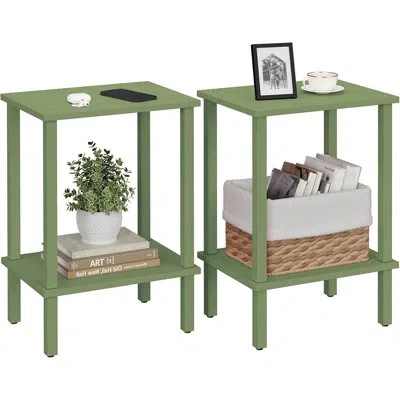 Citrus Set Of 2 Olive Green End Tables With 2-tier Storage Shelves, Side Tables & Nightstands For Living Ro