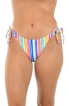 Citrus Shore Stripe Side Tie Bikini Bottoms In Multi