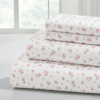 Citrus Silky Soft Microfiber Full Sheet Set, Wrinkle-free Bedding With Deep Pocket Fitted Sheet And Pillowc In Pink
