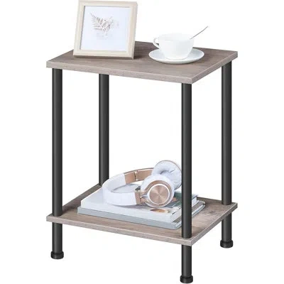 Citrus Small End Table With 2-tier Storage Shelves, Side Table Nightstand For Living Room, Bedroom, And Sma In Gray