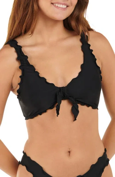 Citrus Solid Merrow Bralette Bikini Top In Black