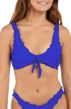 Citrus Solid Merrow Bralette Bikini Top In Blue