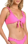 Citrus Solid Merrow Bralette Bikini Top In Pink