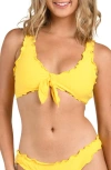 Citrus Solid Merrow Bralette Bikini Top In Yellow