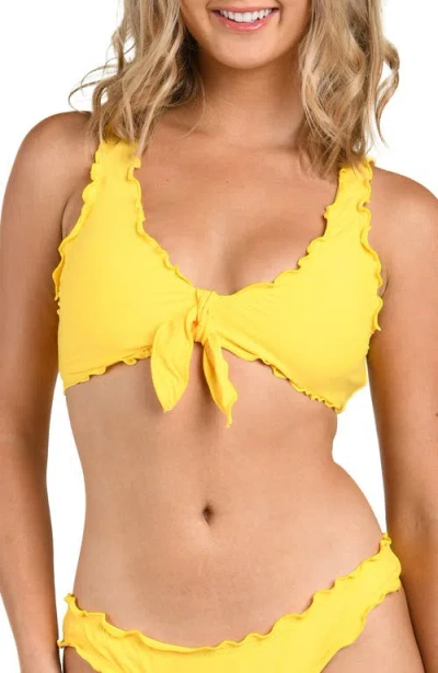 Citrus Solid Merrow Bralette Bikini Top In Yellow