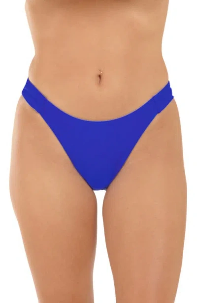 Citrus Solid Shirred Side Bikini Bottoms In Blue