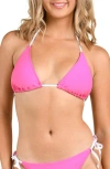 Citrus Solid Triangle Bikini Top In Pink