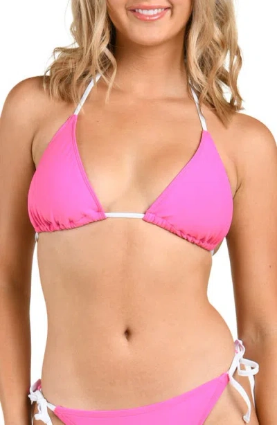 Citrus Solid Triangle Bikini Top In Pink