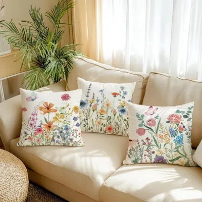 Citrus Spring Pillow Covers 18x18 Set, Farmhouse Floral Throw Pillow Covers For Home, Sofa, Couch, Garden,  In Multi