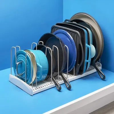 Citrus Storemore Expandable Cookware Rack – Adjustable 12.5"–22" Pan Organizer With Tall Steel Wires For Ki In Multi