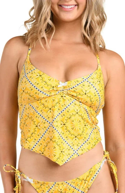 Citrus Sunshine Midkini Bikini Top In Brown