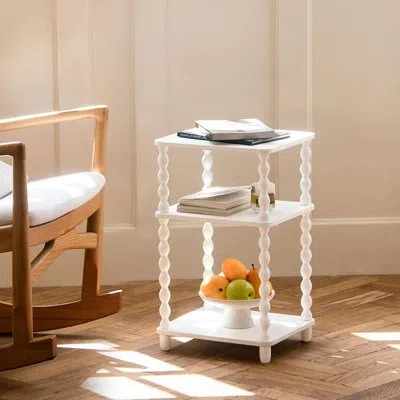 Citrus White 3-tier End Table With Open Storage Shelves, Modern Side Table & Nightstand For Living Room, Be