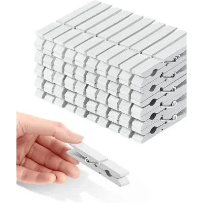 Citrus White Wooden Clothespins, 50-pack 2.83" Decorative Craft Clips For Photos, Diy Projects, Wedding Déc