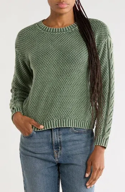 City Blues Acid Wash Cotton Sweater In Green