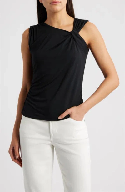 City Blues Asymmetric Neck Sleeveless Top In Black