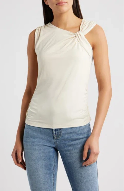 City Blues Asymmetric Neck Sleeveless Top In White