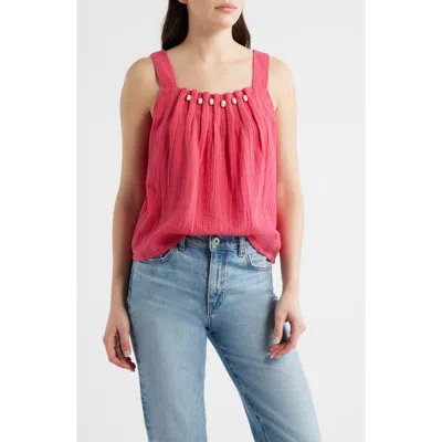 City Blues Beaded Sleeveless Top In Pink