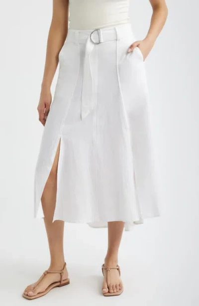 City Blues Belted Double Slit Midi Skirt In White