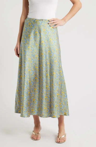 City Blues Bias Cut Satin Maxi Skirt In Green