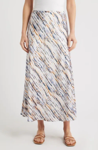 City Blues Bias Cut Satin Maxi Skirt In Gray