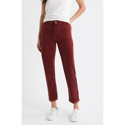 City Blues Bond Patch Pocket Straight Leg Corduroy Pants In Burgundy
