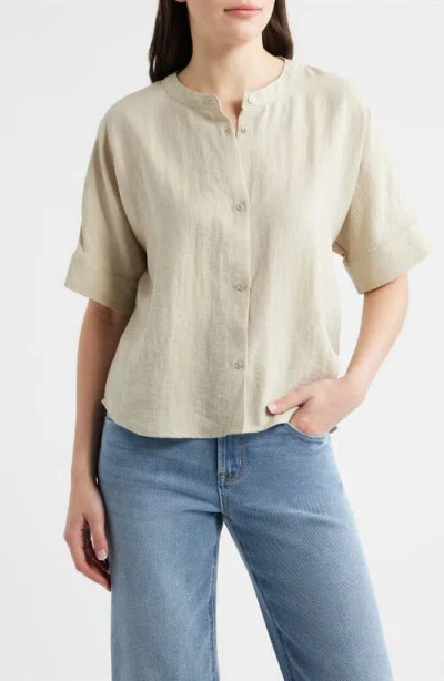 City Blues Boxy Short Sleeve Button-up Shirt In Neutral