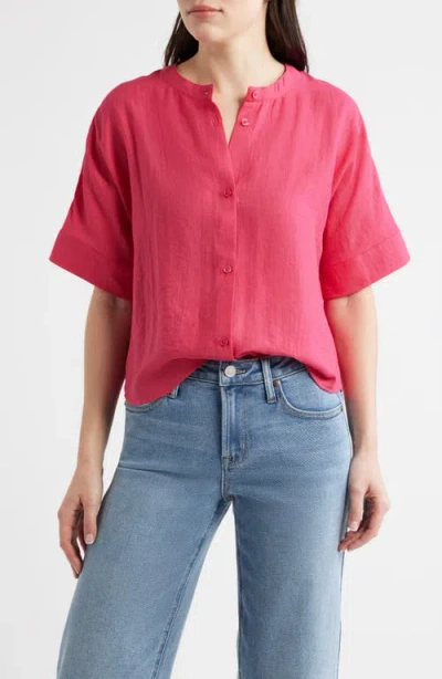 City Blues Boxy Short Sleeve Button-up Shirt In Red
