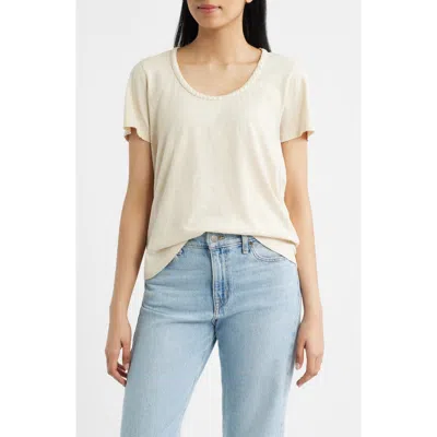 City Blues Braided Neck Relaxed Fit Cotton T-shirt In Gray