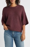 City Blues Broome Crop Short Sleeve Sweater In Burgundy