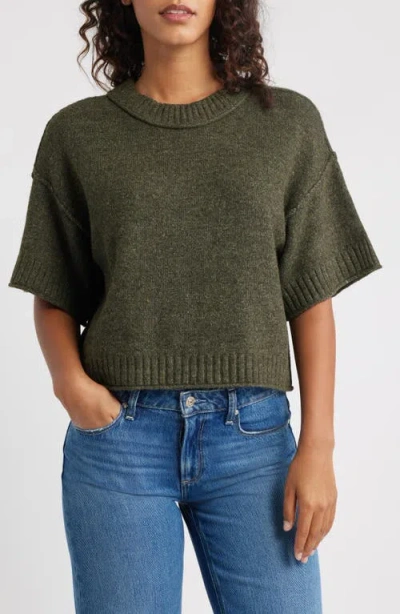 City Blues Broome Crop Short Sleeve Sweater In Green