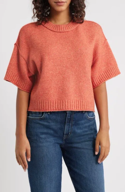 City Blues Broome Crop Short Sleeve Sweater In Orange