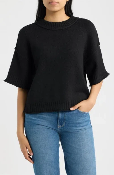 City Blues Broome Crop Short Sleeve Sweater In Transparent