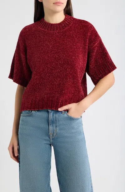 City Blues Broome Short Sleeve Crop Sweater In Red