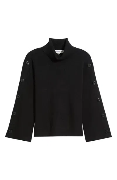 City Blues Button Detail Cropped Sweater In Black