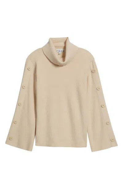 City Blues Button Detail Cropped Sweater In Neutral