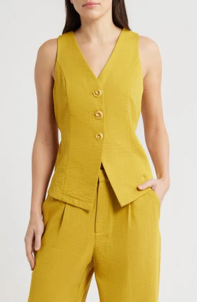 City Blues Button Front Vest In Multi